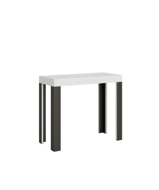 Console Linea Anthracite frame - Extendable console 90x40/196 cm Small Line White Ash Anthracite frame