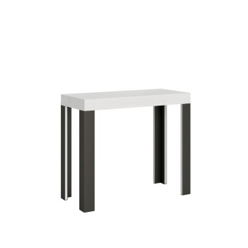 Console Linea Anthracite frame - Extendable console 90x40/196 cm Small Line White Ash Anthracite frame