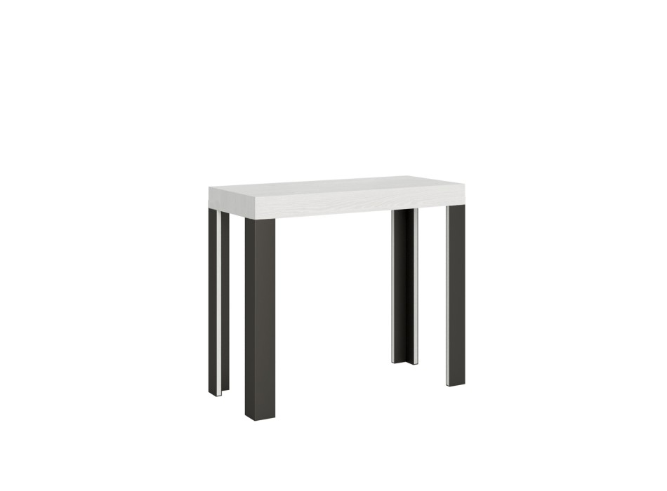 Console Linea Anthracite frame - Extendable console 90x40/196 cm Small Line White Ash Anthracite frame