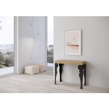 Paxon console Anthracite frame - Extendable console 90x40/196 cm Paxon Small White Ash Anthracite frame