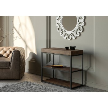 Plano Console Anthracite Frame - Extendable Console 90x40/196 cm Plano Small White Ash Anthracite Frame