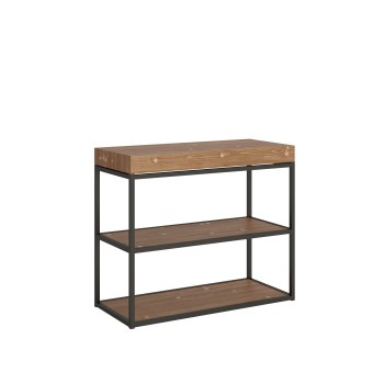 Plano Console Anthracite Frame - Extendable Console 90x40/196 cm Plano Small White Ash Anthracite Frame