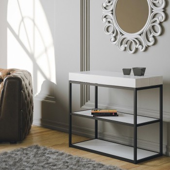 Plano Console Anthracite Frame - Extendable Console 90x40/196 cm Plano Small White Ash Anthracite Frame