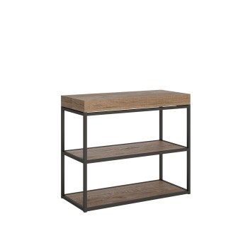 Plano Console Anthracite Frame - Extendable Console 90x40/196 cm Plano Small White Ash Anthracite Frame