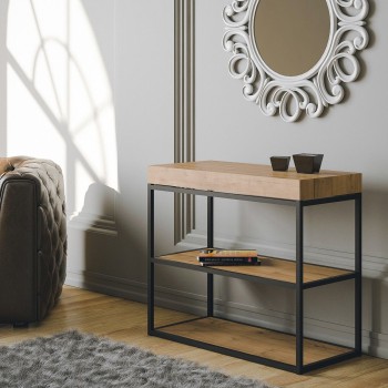 Plano Console Anthracite Frame - Extendable Console 90x40/196 cm Plano Small White Ash Anthracite Frame