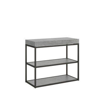 Plano Console Anthracite Frame - Extendable Console 90x40/196 cm Plano Small White Ash Anthracite Frame