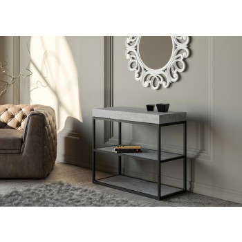 Plano Console Anthracite Frame - Extendable Console 90x40/196 cm Plano Small White Ash Anthracite Frame