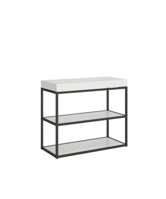 Plano Console Anthracite Frame - Extendable Console 90x40/196 cm Plano Small White Ash Anthracite Frame