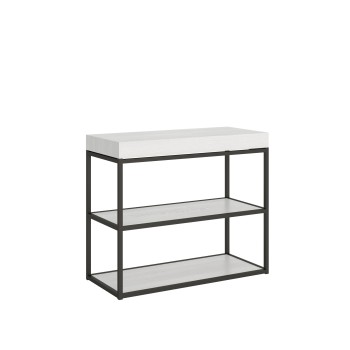 Plano Console Anthracite Frame - Extendable Console 90x40/196 cm Plano Small White Ash Anthracite Frame