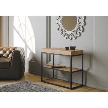 Plano Console with Anthracite frame - Extendable console 90x40/196 cm Plano Small Premium Oak Natura with Anthracite frame