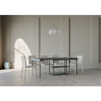 Plano Console Anthracite Frame - Extendable Console 90x40/300 cm Plano White Ash Anthracite Frame