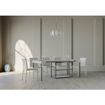 Plano Console Anthracite Frame - Extendable Console 90x40/300 cm Plano White Ash Anthracite Frame