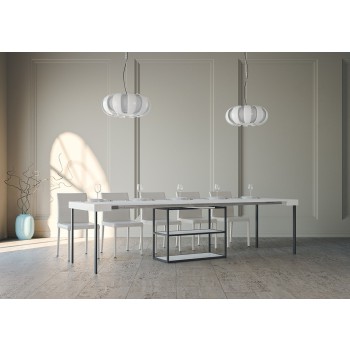 Plano Console Anthracite Frame - Extendable Console 90x40/300 cm Plano White Ash Anthracite Frame