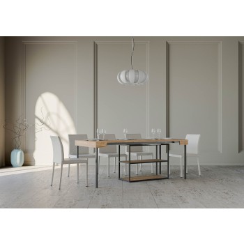 Plano Console Anthracite Frame - Extendable Console 90x40/300 cm Plano White Ash Anthracite Frame