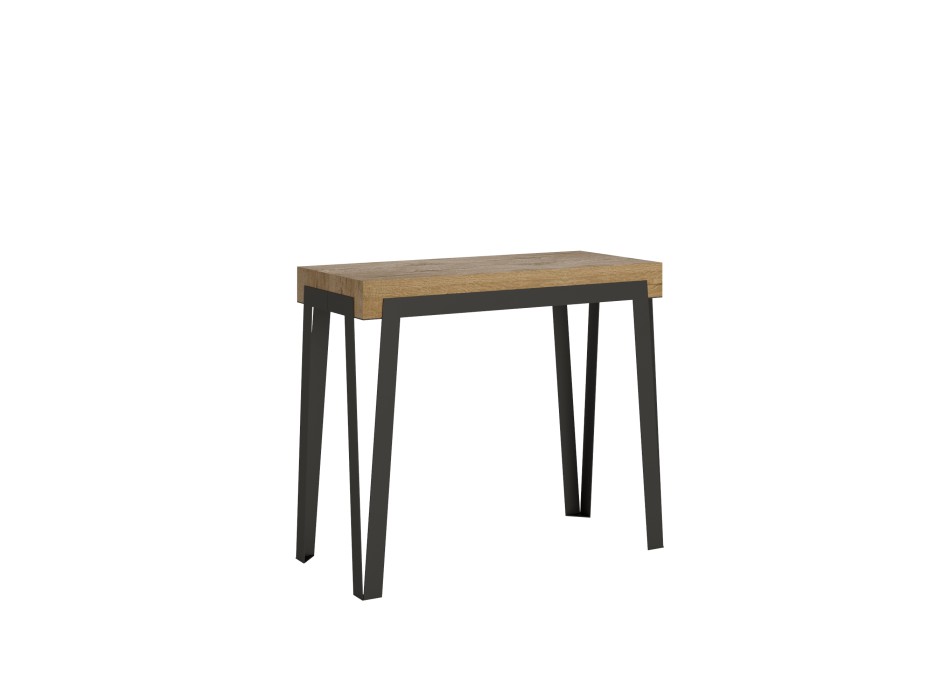 Rio console with Anthracite frame - Extendable console 90x40/300 cm Rio Premium Quercia Natura with Anthracite frame