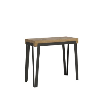 Rio console table with Anthracite frame - Extendable console 90x40/300 cm Rio Quercia Natura with Anthracite frame