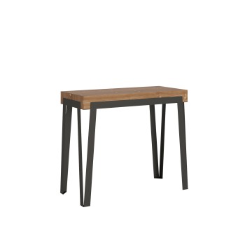 Rio console with Rust frame - Extendable console 90x40/196 cm Rio Small Premium Oak Nature with Rust frame