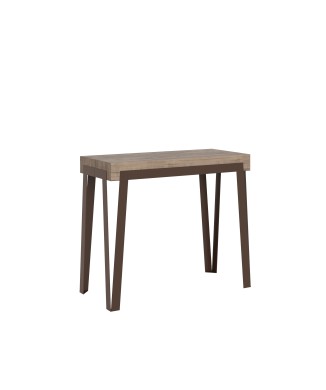 Rio console with Rust frame - Extendable console 90x40/196 cm Rio Small Premium Oak Nature with Rust frame