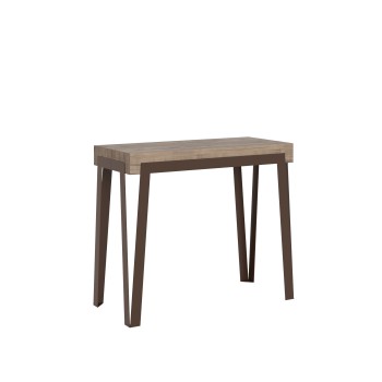 Rio console with Rust frame - Extendable console 90x40/196 cm Rio Small Premium Oak Nature with Rust frame