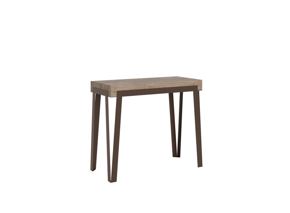 Rio console with Rust frame - Extendable console 90x40/196 cm Rio Small Premium Oak Nature with Rust frame