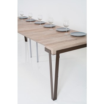 Rio console with Rust frame - Extendable console 90x40/196 cm Rio Small Quercia Natura with Rust frame