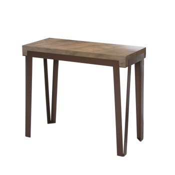 Rio console with rust frame - Extendable console 90x40/300 cm Rio Quercia Natura with rust frame