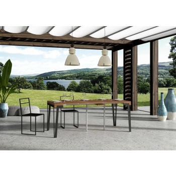 Rio console with rust frame - Extendable console 90x40/300 cm Rio Quercia Natura with rust frame