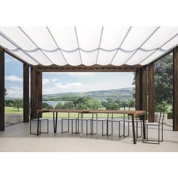 Rio console with rust frame - Extendable console 90x40/300 cm Rio Quercia Natura with rust frame