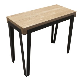 Rio console with rust frame - Extendable console 90x40/300 cm Rio Quercia Natura with rust frame