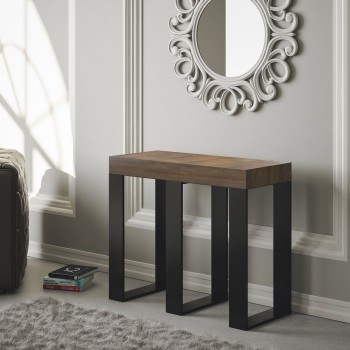 Sintesi console Anthracite frame - Extendable console 90x40/196 cm Sintesi Small White Ash Anthracite frame