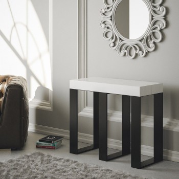 Sintesi console Anthracite frame - Extendable console 90x40/196 cm Sintesi Small White Ash Anthracite frame