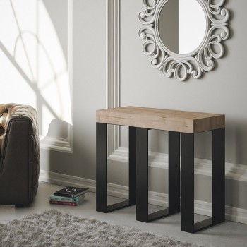 Sintesi console Anthracite frame - Extendable console 90x40/196 cm Sintesi Small White Ash Anthracite frame