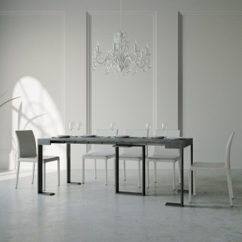 Sintesi console Anthracite frame - Extendable console 90x40/196 cm Sintesi Small White Ash Anthracite frame