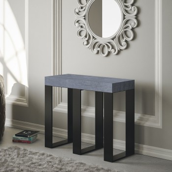 Sintesi Console Anthracite Frame - Extendable Console 90x40/300 cm Sintesi White Ash Anthracite Frame