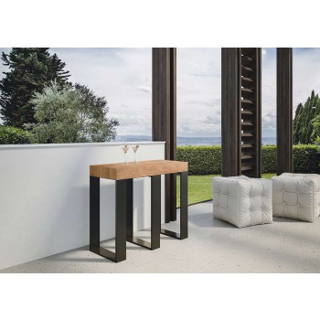 Sintesi Console Anthracite Frame - Extendable Console 90x40/300 cm Sintesi White Ash Anthracite Frame