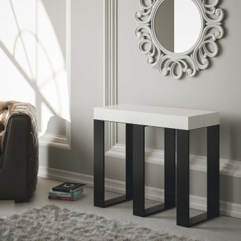 Sintesi Console Anthracite Frame - Extendable Console 90x40/300 cm Sintesi White Ash Anthracite Frame