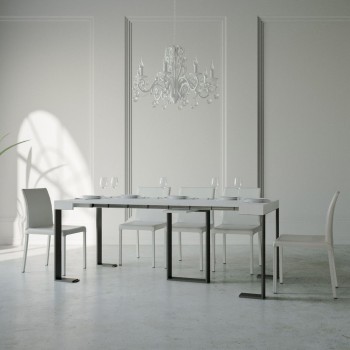 Sintesi Console Anthracite Frame - Extendable Console 90x40/300 cm Sintesi White Ash Anthracite Frame