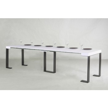 Sintesi Console Anthracite Frame - Extendable Console 90x40/300 cm Sintesi White Ash Anthracite Frame