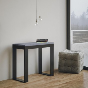 Tecno Evolution console Anthracite frame - Extendable console 90x40/300 cm Tecno Evolution White Ash Anthracite frame