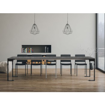 Tecno Evolution console Anthracite frame - Extendable console 90x40/300 cm Tecno Evolution White Ash Anthracite frame