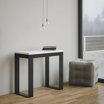 Tecno Evolution console Anthracite frame - Extendable console 90x40/300 cm Tecno Evolution White Ash Anthracite frame