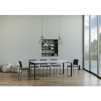 Tecno Evolution console Anthracite frame - Extendable console 90x40/300 cm Tecno Evolution White Ash Anthracite frame