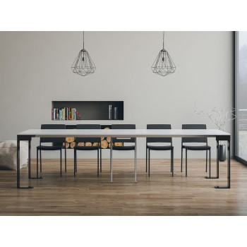 Tecno Evolution console Anthracite frame - Extendable console 90x40/300 cm Tecno Evolution White Ash Anthracite frame