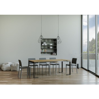 Tecno Evolution console Anthracite frame - Extendable console 90x40/300 cm Tecno Evolution White Ash Anthracite frame