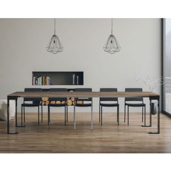 Tecno Evolution console Anthracite frame - Extendable console 90x40/300 cm Tecno Evolution White Ash Anthracite frame