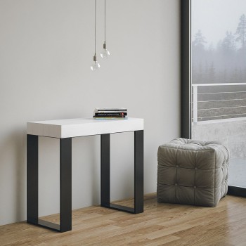 Tecno console Anthracite frame - Extendable console 90x40/196 cm Tecno Small White Ash Anthracite frame