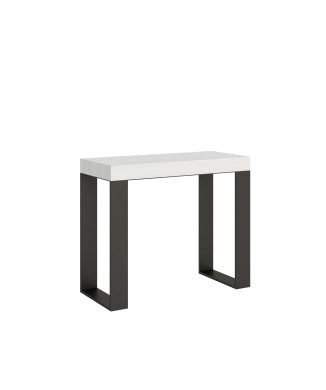 Tecno console Anthracite frame - Extendable console 90x40/196 cm Tecno Small White Ash Anthracite frame