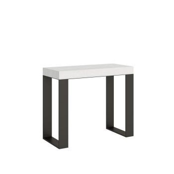 Tecno console Anthracite frame - Extendable console 90x40/196 cm Tecno Small White Ash Anthracite frame