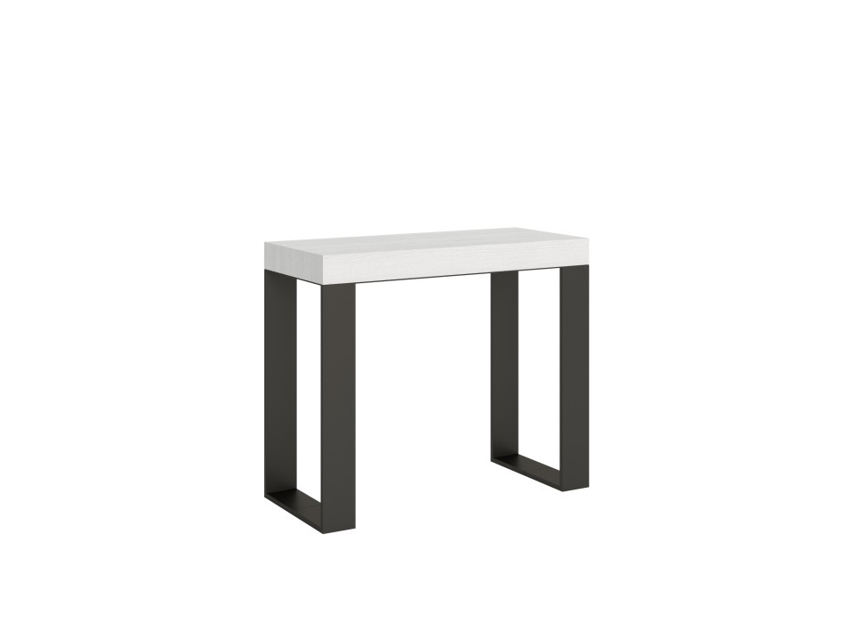 Tecno console Anthracite frame - Extendable console 90x40/196 cm Tecno Small White Ash Anthracite frame