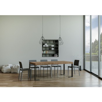 Tecno console Anthracite frame - Extendable console 90x40/196 cm Tecno Small Premium Nature Oak Anthracite frame